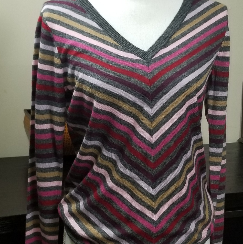 The Limited Striped Gray Wool Sweater